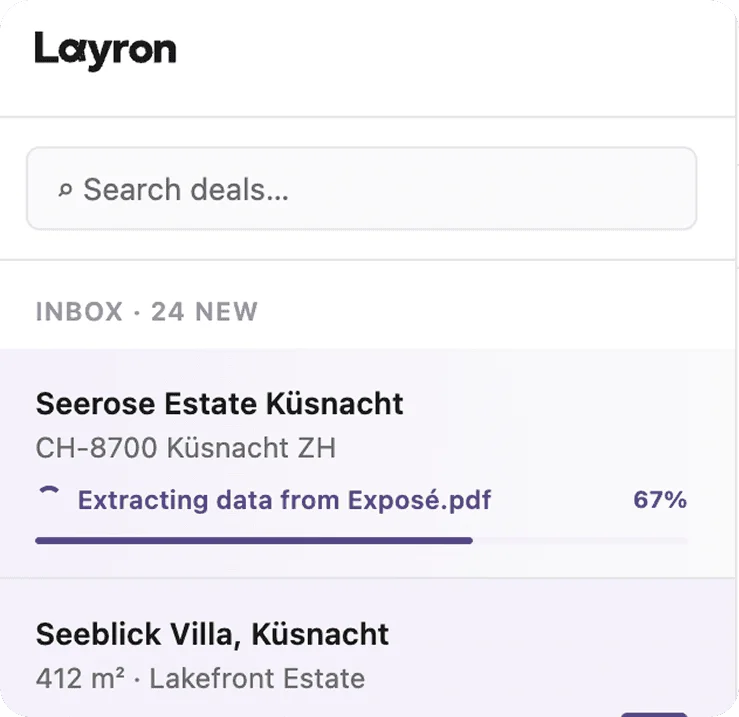 Layron deal inbox extracting data from an exposé